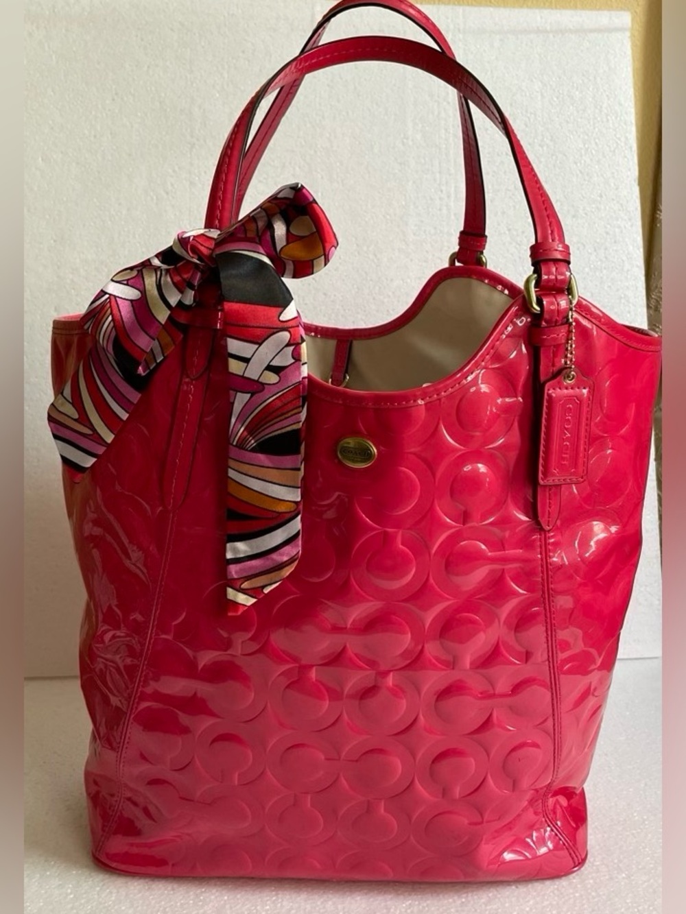 Coach Peyton Op Art Embossed Patent Leather